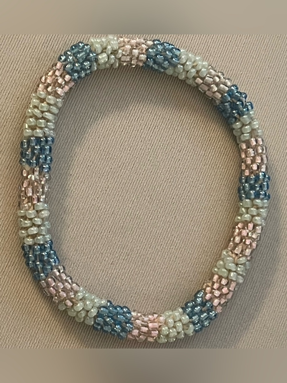Seed Bead Roll On Bangle Bracelets Crocheted Glass Multicolor Stretch EUC